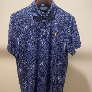 Blue Patterned Men's golf polo